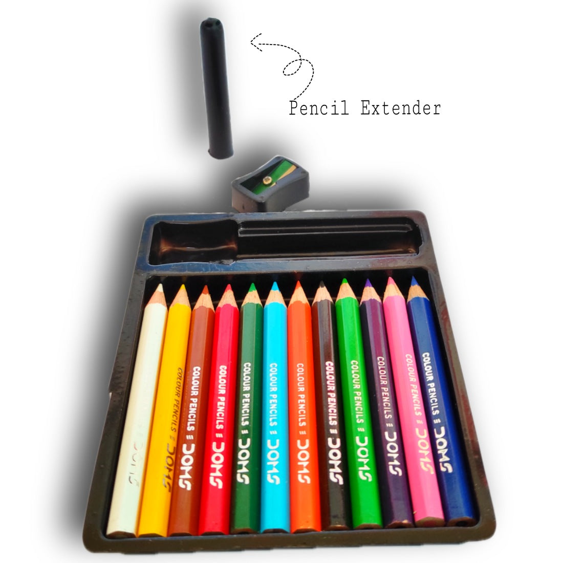 12 Bright Colour Pencils, 1 Sharpener, 1 Pencil Extender, Kids Colorin –  The Fun Basket®