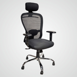 Ergonomic High Back Office Chair with Headrest, Mesh Back, Adjustable Armrest, Chrome Base, Swivel, Black