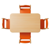 Rectangle Rubber Wood Table & 4 Chairs set, Vibrant red accents, Smooth rounded edges, Kids table & chair set