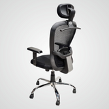 Ergonomic High Back Office Chair with Headrest, Mesh Back, Adjustable Armrest, Chrome Base, Swivel, Black