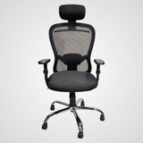 Ergonomic High Back Office Chair with Headrest, Mesh Back, Adjustable Armrest, Chrome Base, Swivel, Black