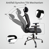 Ergonomic High Back Office Chair with Headrest, Mesh Back, Adjustable Armrest, Chrome Base, Swivel, Black