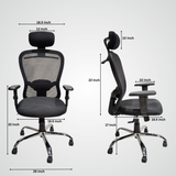 Ergonomic High Back Office Chair with Headrest, Mesh Back, Adjustable Armrest, Chrome Base, Swivel, Black