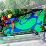 Green and blue EPDM rubber flooring in an outdoor school playground