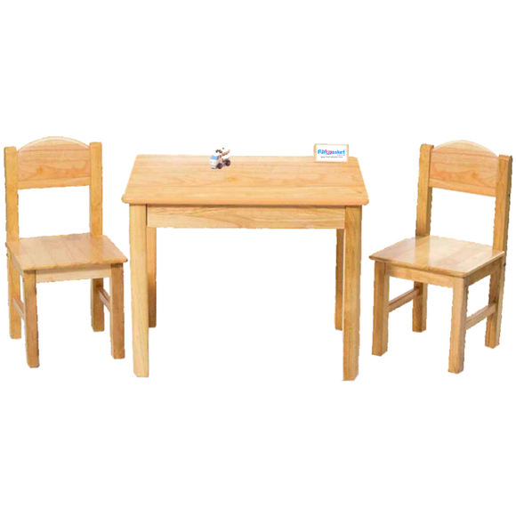 Rubber Wood Twin Set 754 Table Chair Set, Study Table & 2 Chairs Set for Kids – Durable School & Home Classroom Furniture