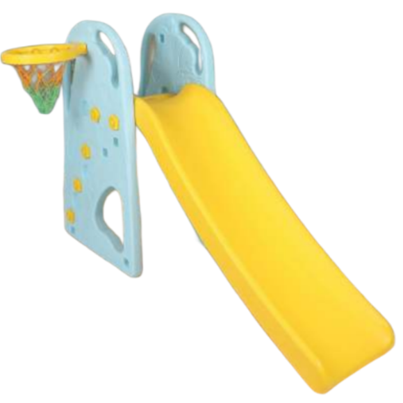 Super Giraffe Slide PGS-208 – Kids Indoor & Outdoor Slide with Basketball Hoop (Blue & Yellow)