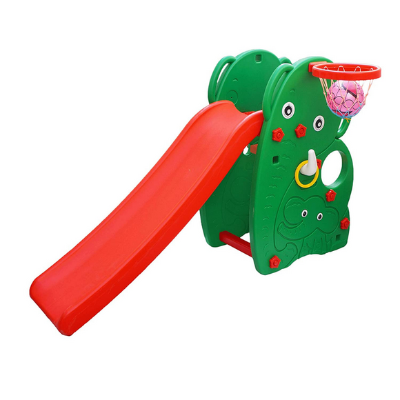 Playgro Elephant Slide PGS205 High Quality Plastic with Basketball Hoop, Basketball, Rings