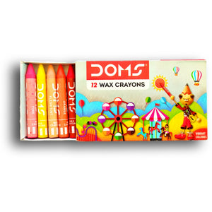 DOMS Wax Crayons 3+ Age, 12 Bright Colours, Coloring and Drawing Crayon, Kids Stationery Items