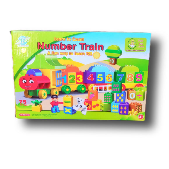 Colorful Number Train Building Blocks Set, Colorful Blocks Numbers & Counts Early Educational Block Game Play Set Toy for Kids, 2+ Age, 75 Pcs