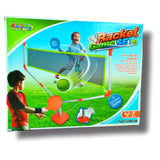 2 in 1 Racket Game Set includes 2 Racquet, 1 Shuttle, 1 Tennis Ball and a Net Set with Stand for Indoor Play