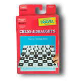 Chess & Draughts Travel Game by Funskool for 8+ Years Kids and Above, 2 in 1 Strategy Game, Fun Family Board Game with Glass Cover