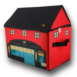 Hut Shape Red and Black Storage Box With Beautiful Shop Printed Cover, 37 cm Height, Durable Almari to Keep Kids Toys Games