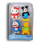 Cartoon Characters Collectable Erasers, Pack of 4 Rubbers, Birthday Return Gift for Kids, Cute Erasers for School