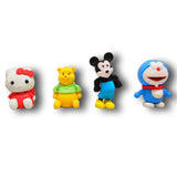 Cartoon Characters Collectable Erasers, Pack of 4 Rubbers, Birthday Return Gift for Kids, Cute Erasers for School