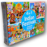 4 in 1 Indian Festivals Puzzle Game, Ratna's, 3+ Age, CardBoard, 140 Pieces, Fun and Learning Game for Kids Toddlers, Educational Toy