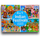 4 in 1 Indian Festivals Puzzle Game, Ratna's, 3+ Age, CardBoard, 140 Pieces, Fun and Learning Game for Kids Toddlers, Educational Toy
