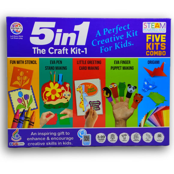 5 In 1 The Craft Kit-1, Stencils, Greeting Cards, 3+ Age, DIY Kit, Enhance Creativity Fun, entertaining DIY Learning Game for Kids