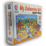 Modern Village - My Coloring Mat Ratna's, DIY Kit, 3+ Age, Washable Reusable Printed Mats 40" x 27", with 12 Sketch Pens, Doodle, Kids Playroom