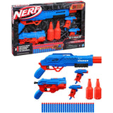 Mission OPS Set Alpha Strike NERF Gun Hasbro, 4 Blasters, 25 Elite Darts, 2 Half Targets 8+ Years Kids Toy Blaster Guns Blue - Red Game Gun