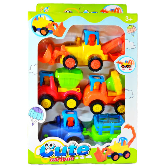 Cute Cartoon Cars, Dumper, Tractor, Loader, Cement Mixer, Birthday Return Gift for Kids, Colorful Vehicle, 3+ Years Kids Play Game Fun Toy