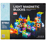 Light Magnetic Blocks, Kids Game, Building Tiles Toy Gift Set, Glow in Dark Magnetic Marble Run Set, STEM Toy, 75 Pcs, 3+ Years Toddlers, Birthday