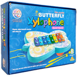 Pull Along Butterfly Xylophone, Baby Gift Item, New Born Music Toy, 8 Melodies Notes, 2 Mallets, Enhances Hand Eye Coordination 9+ Months, Ratna's