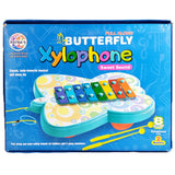 Pull Along Butterfly Xylophone, Baby Gift Item, New Born Music Toy, 8 Melodies Notes, 2 Mallets, Enhances Hand Eye Coordination 9+ Months, Ratna's