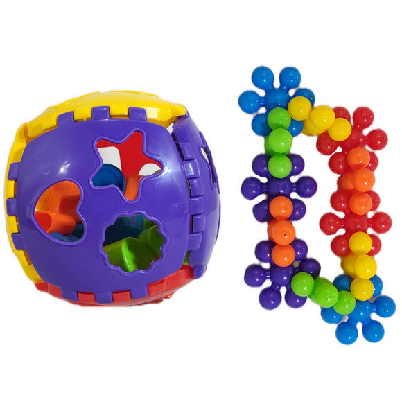 2 in 1 Link and Sort, Babies Gift Item, Ratna's, Sorting Pre School Toy, 9+ Months Baby, Grasping, Creativity, Shape Sorter