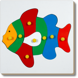 Fish Puzzle LTM03 Little Genius, Solid Wooden Base, Learn Shapes, Color