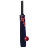 Vector X Wooden Cricket Set - 1 Bat (Size 1) in 3 colors - Red, Blue and Silver and 1 Ball