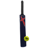 Vector X Wooden Cricket Set - 1 Bat (Size 6) in 3 colors - Red, Blue and Silver and 1 Ball