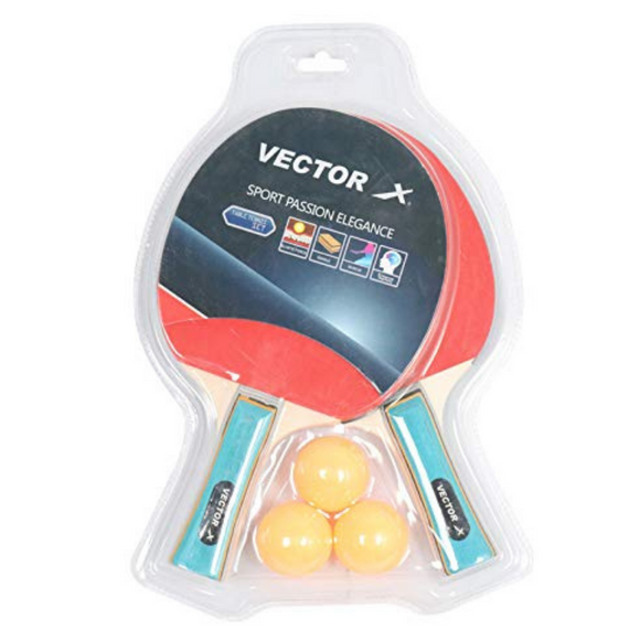 Vector X Combo Set of Table Tennis - 1 Pair of Bat and 3 TT Balls