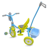 Fun Ride Viva Baby Tricycle with Parent Control Handle, Water Bottle and Holder, Rear Basket, Cushion Seat, Pastel Color