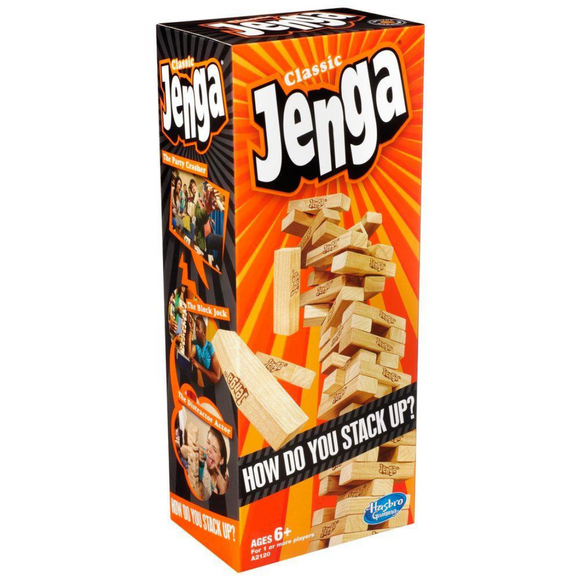Classic Jenga Hasbro Game Hardwood Blocks Stacking Tower Game for 6+ years Kids, Fun Party Toy, Family Game, Travelling Game