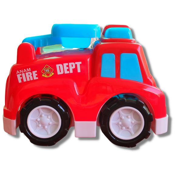 Anam Fire Engine Push and Go Toy, 12+ Months Friction, Unbreakable Jumbo Big Size Non Electric Construction Vehicle Best Gift for Toddlers Kids and Boy