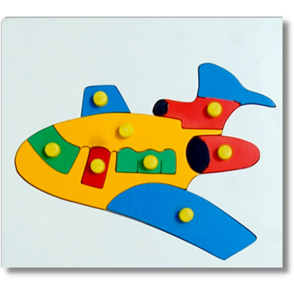 Aeroplane Puzzle LTM12 Little Genius, Solid Wooden Base, Learn Shapes ...