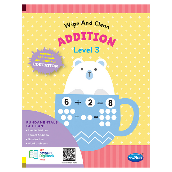 Addition Wipe and Clean Book - Level 3 Navneet, Big Pictures & Activities - Kids Toddler School Home Reusable Practice Early Learning