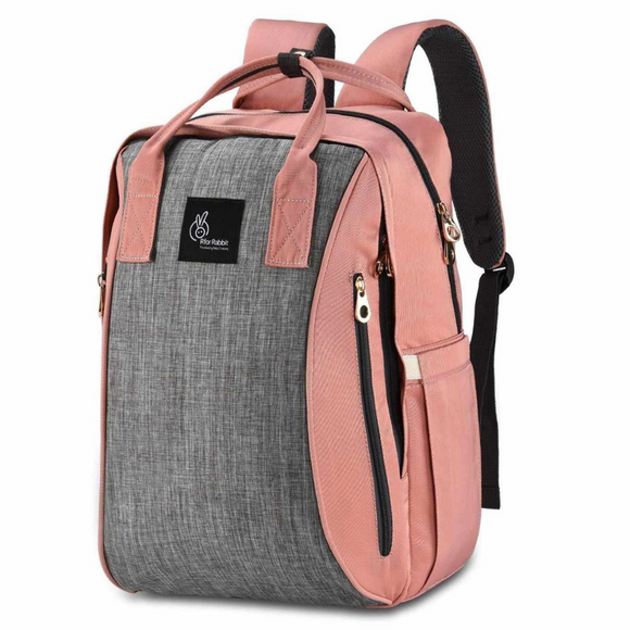 Peach-Gray Caramello Sportz Diaper Bag/Diaper Backpack Bag for Mothers/Perfect Maternity Bag for Travel and Outdoors Multi Pockets by R for Rabbit