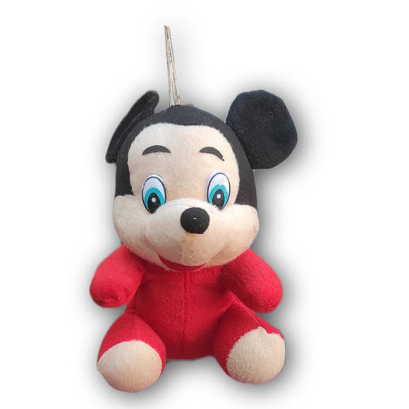 Mickey Mouse Soft Toy with Hanging Feature 15 cm Washable Fabric, Very Soft for Babies, Kids Girl Boy - Red Mickey Cuddle / Birthday Gift Huggable