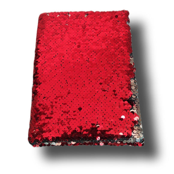 Red Sequinned Diary for Kids, Girls Birthday Gift, Colorful and Beautiful Notebook, Personal Design with Ruled Pages