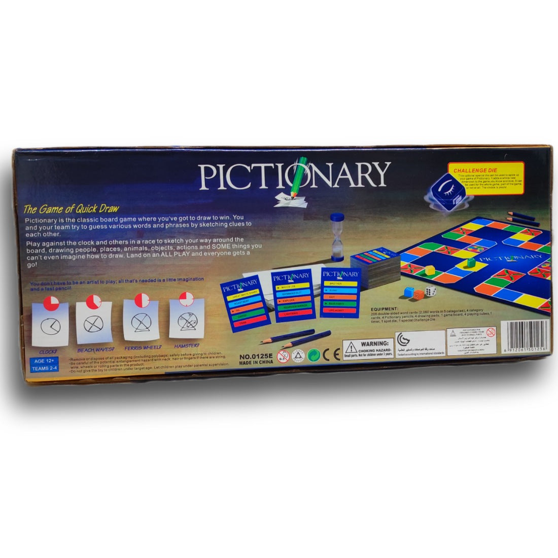 Pictionary Frame Game Family Fun Ages 8+ Timer, Pen and Clue Cards Play 3  Ways
