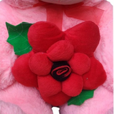 Pink Teddy Bear with Red Flower Soft Toy 63 cm Washable Fabric, Very Soft for Babies, Kids Girl Boy - Teddy Cuddle / Birthday Gift Huggable