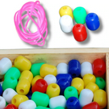 Beads Medium HE-06C Little Genius, Solid Wooden Base, Learn Shapes, Color, Sorting